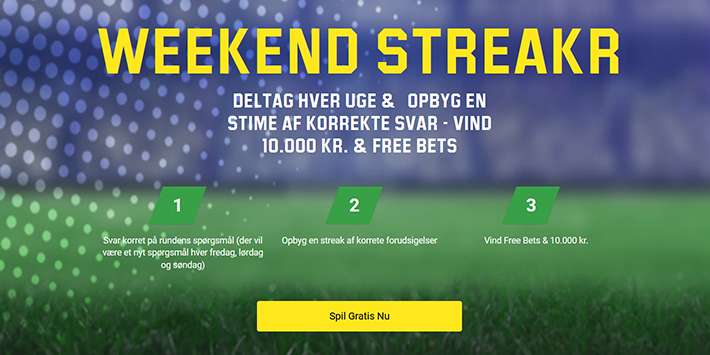 Vind 10.000 kr. og Freebets i Weekend Streakr