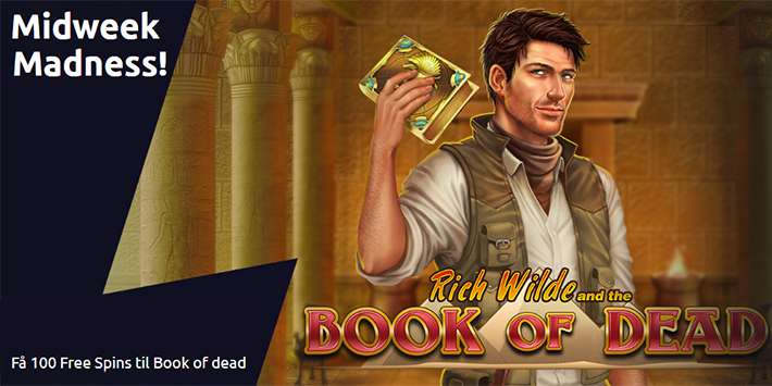 Få 100 Free Spins til Book of Dead i Midweek Madness